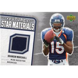 703412 Brandon Marshall Player Worn Jersey Patch Denver Broncos 2006 Upper Deck Rookie Debut Star Materials No.FSMBM Football Card