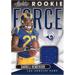 703417 Darrell Henderson Player Worn Jersey Patch Los Angeles Rams 2019 Panini Absolute Rookie Force No.RF5 Football Card