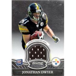 703430 Jonathan Dwyer Player Worn Jersey Patch Pittsburgh Steelers 2010 Bowman Sterling Rookie No.BSRJD Football Card