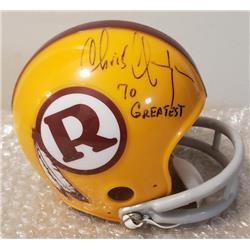 Picture of Autograph Warehouse 703819 Chris Hanburger Autographed Washington Redskins Inscribed 70 Greatest Mini Helmet