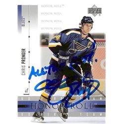 701302 Chris Pronger Autographed St. Louis Blues 2002 Upper Deck Honor Roll No.10 Hockey Card