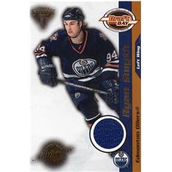 701345 Ryan Smyth Player Worn Jersey Patch Edmonton Oilers 2001 Pacific Titanium Draft Day No.44 Hockey Card