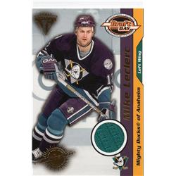 701356 Mike Leclerc Player Worn Jersey Patch Anaheim Mighty Ducks 2001 Pacific Titanium Draft Day No.2 LE 311-520 Hockey Card