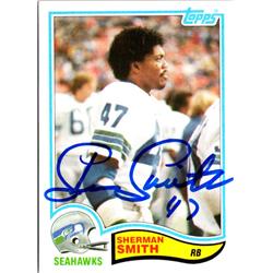 701423 Sherman Smith Autographed Seattle Seahawks, SC 1982 Topps No.252 Football Card