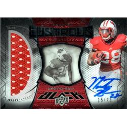 701430 Montee Ball Autographed Player Worn Jersey Patch Wisconsin Badgers 2013 Upper Deck Exquisite Rookie Lustrous No.BRL30 LE15-75 Football Card