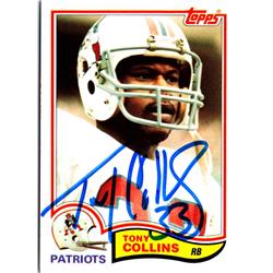 701476 Tony Collins Autographed New England Patriots, SC 1982 Topps No.146 Football Card