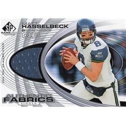 701735 Matt Hasselbeck Player Worn Jersey Patch Seattle Seahawks 2004 Upper Deck Fabrics No.AFHA Football Card