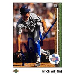 702015 Mitch Williams Autographed Texas Rangers 1989 Upper Deck No.95 Baseball Card