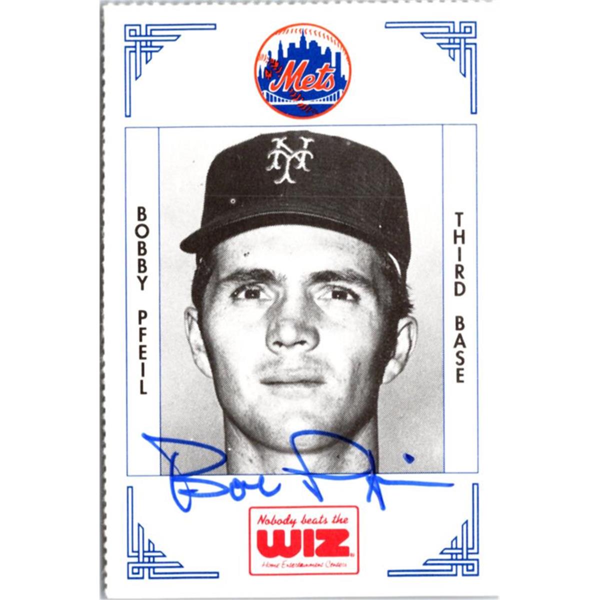 702337 Bobby Pfeil Signed New York Mets 1991 Wiz Mini No.314 Baseball Card
