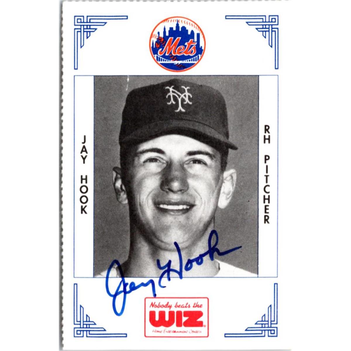 702381 Jay Hook Signed New York Mets 1991 Wiz Mini No.188 Baseball Card