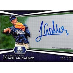 702466 Jonathan Galvez Signed San Diego Padres 2012 Bowman Platinum Refractor No.APJG Baseball Card