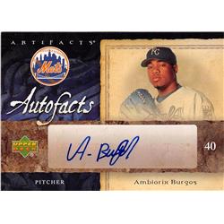 702468 Ambiorix Burgos Signed New York Mets 2007 Upper Deck Artifacts No.AFBU Baseball Card