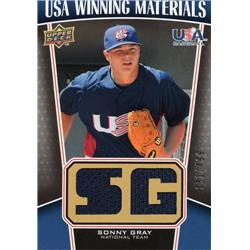 702568 Sonny Gray Player Worn Jersey Patch Team USA 2009 Upper Deck Winning Materials Rookie No.UWM29 LE 131-499 Baseball Card