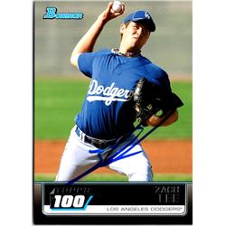 702926 Zach Lee Signed Los Angeles Dodgers, JZ 2011 Topps Bowman Rookie No.TP61 Baseball Card