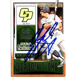 702978 Mark Mathias Signed Cal Poly, JZ 2015 Panini Contenders Season Ticket Rookie No.67 Baseball Card