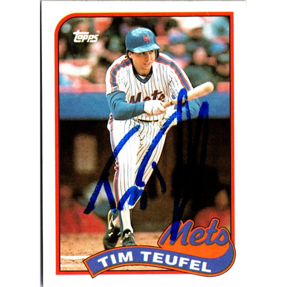 703060 Tim Teufel Signed New York Mets, JZ 1989 Topps No.9 Baseball Card