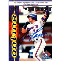703204 Jose Canseco Signed Toronto Blue Jays 1998 Pacific Online No.753 Baseball Card
