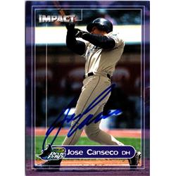 703222 Jose Canseco Signed Tampa Bay Devil Rays 2000 Fleer Impact No.2 Baseball Card