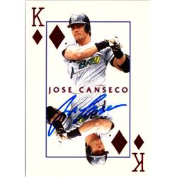 703230 Jose Canseco Signed Tampa Bay Devil Rays 2000 Pacific Invincible No.28 KD Baseball Card