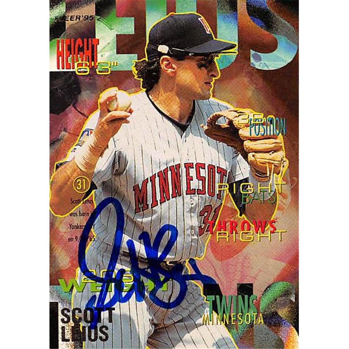 586541 Scott Leius Autographed Minnesota Twins 1995 Fleer No.207 Baseball Card
