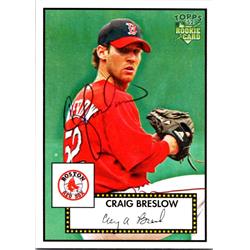 689827 Craig Breslow Autographed Boston Red Sox, JZ 2006 Topps 52 Rookie No.214 Ballpoint Baseball Card