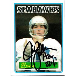 700403 Jim Zorn Autographed Seattle Seahawks, SC 1983 Topps No.393 Football Card