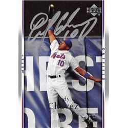 700478 Endy Chavez Autographed 2007 Upper Deck No.381 the NLCS Catch New York Mets Silver Marker Baseball Card