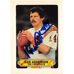 700511 Ken Anderson Autographed Cincinnati Bengals 1982 Topps Sticker No.KA No Border Sticker Football Card
