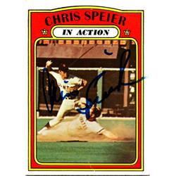 700738 Chris Speier Autographed San Francisco Giants, JZ 1972 Topps in Action No.166 Baseball Card