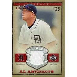 700803 Chris Shelton Player Worn Jersey Patch Detroit Tigers 2006 Upper Deck Artifacts No.ALCS LE 96-250 Baseball Card