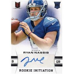 700927 Ryan Nassib Autographed Player Worn Jersey Patch New York Giants 2013 Panini Momentum Rookie Initiation No.80 LE 24-25 Football Card