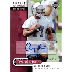 700938 Anthony Davis Autographed Indianapolis Colts 2005 Upper Deck Rookie Foundations No.203 LE 345-699 Football Card