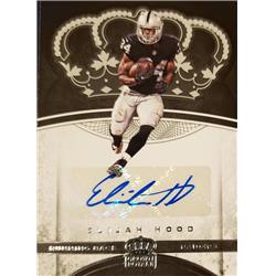 701005 Elijah Hood Autographed Oakland Raiders 2017 Panini Preferred Crown Royale No.36 Football Card