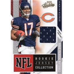 701031 Juaquin Iglesias Player Worn Jersey Patch Chicago Bears 2009 Playoff Absolute Rookie No.23 Football Card