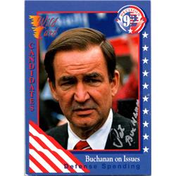 687624 Pat Buchanan Autographed Former White House Communications Director 1992 Wild Card No.44 Trading Card