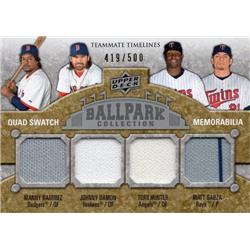 687651 Manny Ramirez, Johnny Damon & Matt Garza & Torii Hunter Player Worn Jersey Patch 2009 Upper Deck Ballpark No.271 LE 419-500 Baseball Card -  Autograph Warehouse