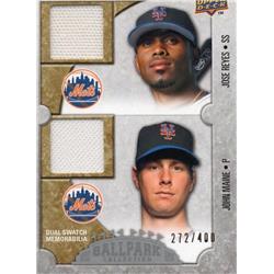 687703 Jose Reyes & John Maine Player Worn Jersey Patch New York Mets 2009 Upper Deck Ballpark Teammate Timelines No.141 LE 272-400 Baseball Card