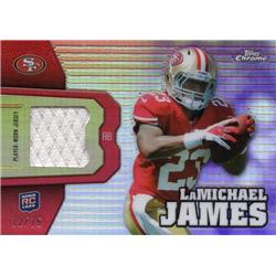 687903 Lamichael James Player Worn Jersey Patch San Francisco 49ers, Oregon Ducks 2012 Topps Chrome Rookie Refractor No.RR11 LE 12-75 Football Card