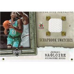 687929 Jamaal Magloire Player Worn Jersey Patch Hornets, Bucks 2005 Upper Deck Scrapbook No.SSJM Basketball Card