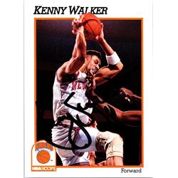 688122 Kenny Walker Autographed New York Knicks, Sky & SC 1991 Hoops No.145 Basketball Card
