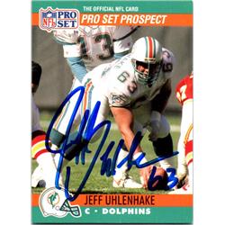 688225 Jeff Uhlenhake Autographed Miami Dolphins, SC 1990 Pro Set Prospect No.737 Football Card
