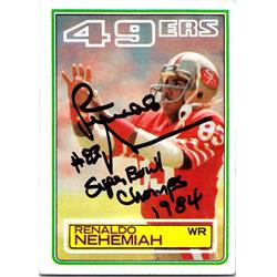 688263 Renaldo Nehemiah Autographed San Francisco 49ers, SC 1983 Topps Super Bowl Champs No.171 Football Card