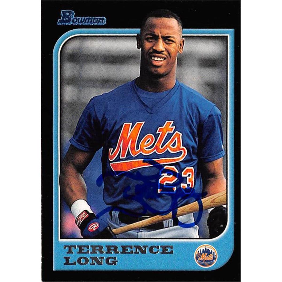 688543 Terrence Long Autographed New York Mets 1997 Bowman No.187 Baseball Card