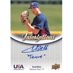 688858 Chad Bettis Autographed Texas Tech, Team USA 2009 Upper Deck Inscriptions No.INNTCB Baseball Card