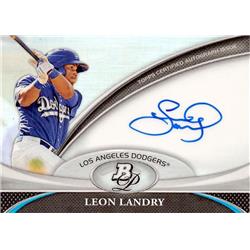 688884 Leon Landry Autographed Los Angeles Dodgers 2011 Bowman Platinum Refractor No.BPALL Baseball Card