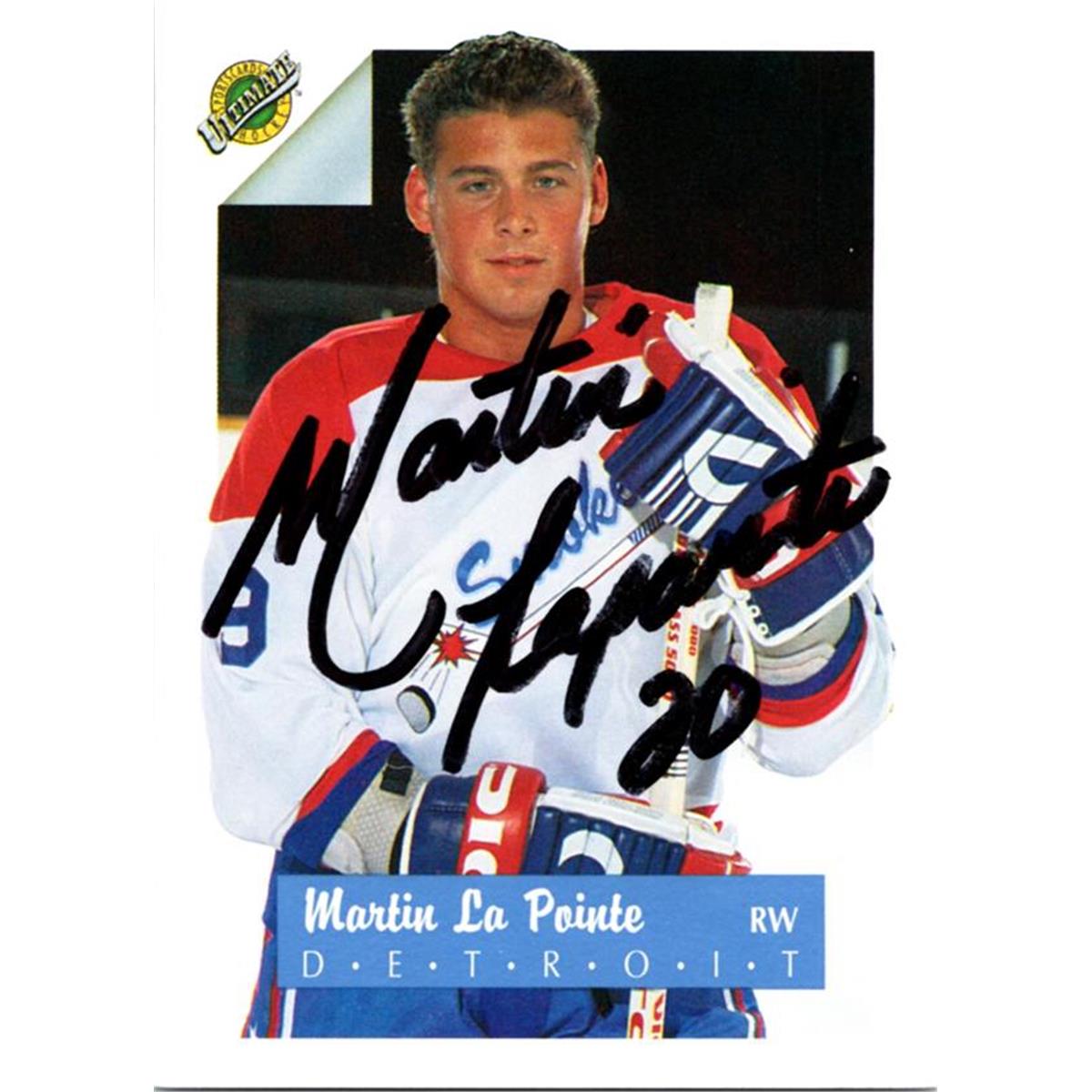 689103 Martin Lapointe Autographed Red Wings 1991 Ultimate No.9 Hockey Card