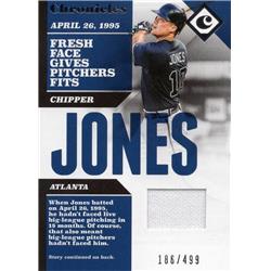 676069 Chipper Jones Player Worn Jersey Patch Atlanta Braves 2017 Panini Chronicles No.CSCJ LE 186-499 Baseball Card