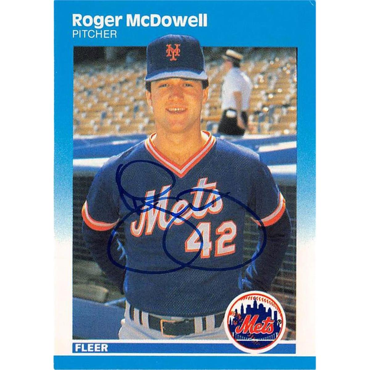 676450 Roger Mcdowell Autographed New York Mets 1987 Fleer No.16 Baseball Card