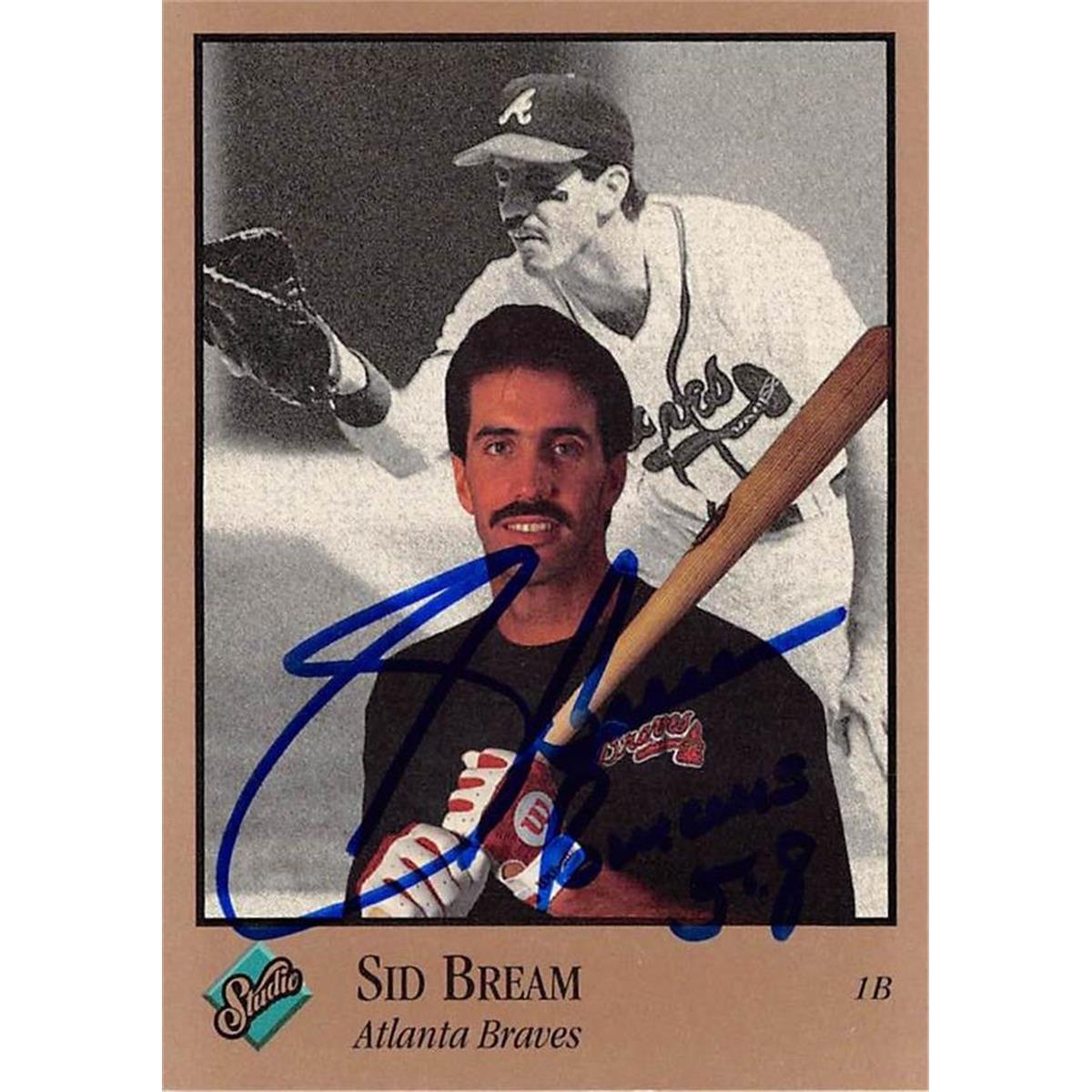 676504 Sid Bream Autographed Atlanta Braves 1992 Leaf No.2 Baseball Card