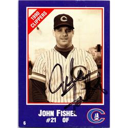 676640 John Fishel Autographed Columbus Clippers 1990 Cracker Jack No.6 Baseball Card